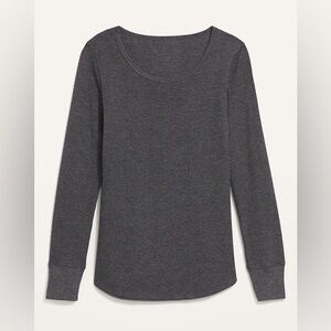Old Navy Long-Sleeve Scoop-Neck Thermal Pajama T-shirt Charcoal Gray